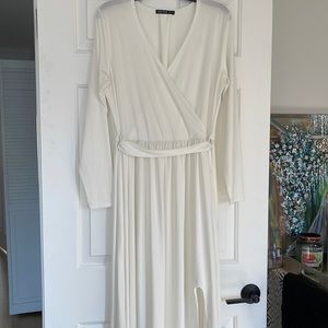 Bridal White Wrap Maxi Dress, Size XL